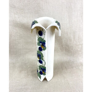 Roxie Studio Pottery Hand Painted Pansies Vase Signed Roxanne Parent